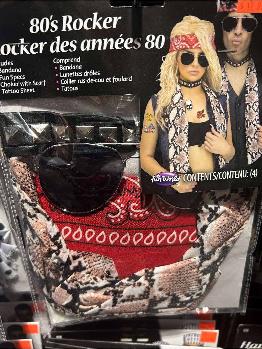 Fun World 80's Rocker Accessory Set - Red & Snake Print
